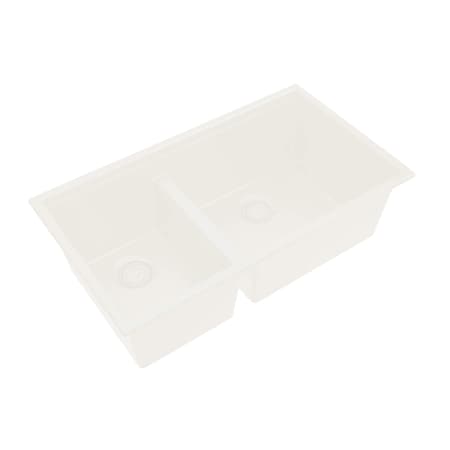 Ruvati 33-inch epiRock Workstation Warm White Double Bowl Undermount Kitchen Sink RVG2327WB